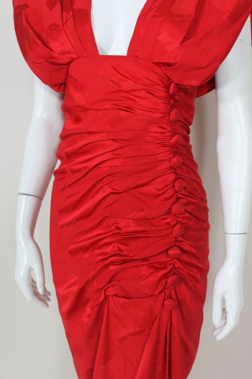 Arnold Scaasi Red Jacquard Gown 3