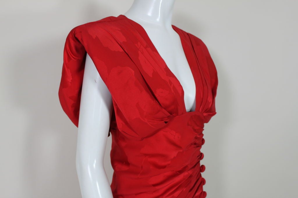 Arnold Scaasi Red Jacquard Gown 4
