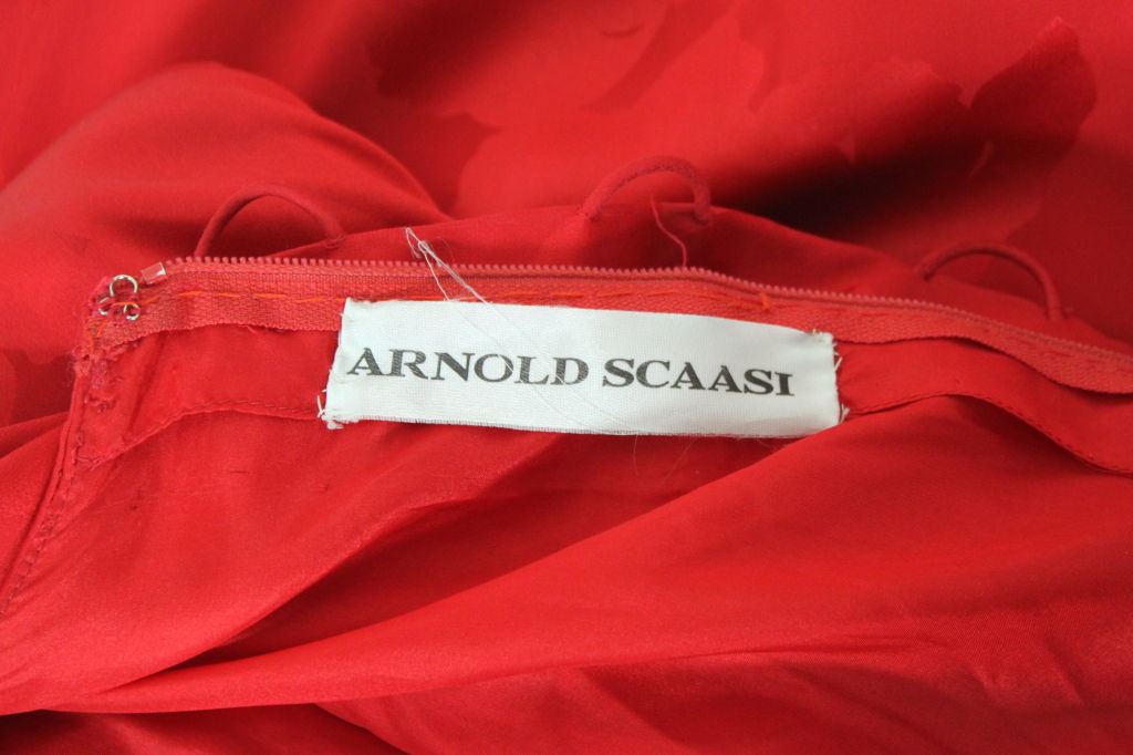 Arnold Scaasi Red Jacquard Gown 6