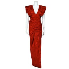 Arnold Scaasi Red Jacquard Gown