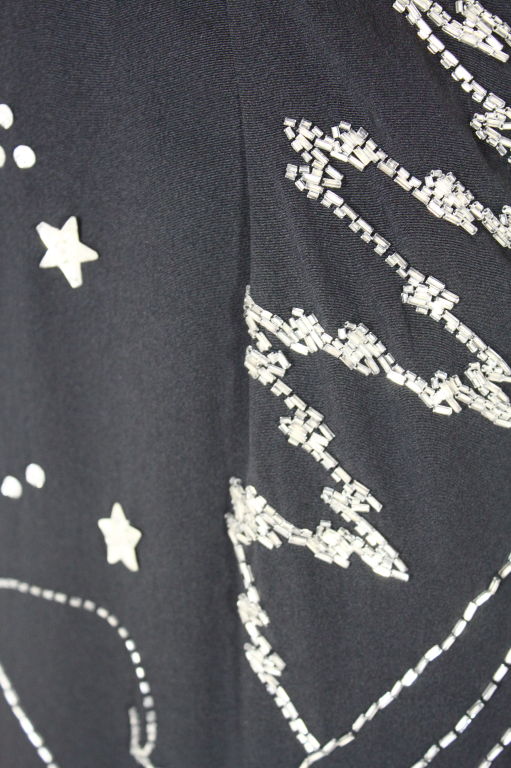 Fabrice 1980s Celestial Beaded Silk Cocktail Dress For Sale at 1stDibs