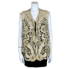 Vintage Edwardian Handmade Battenburg Lace Vest