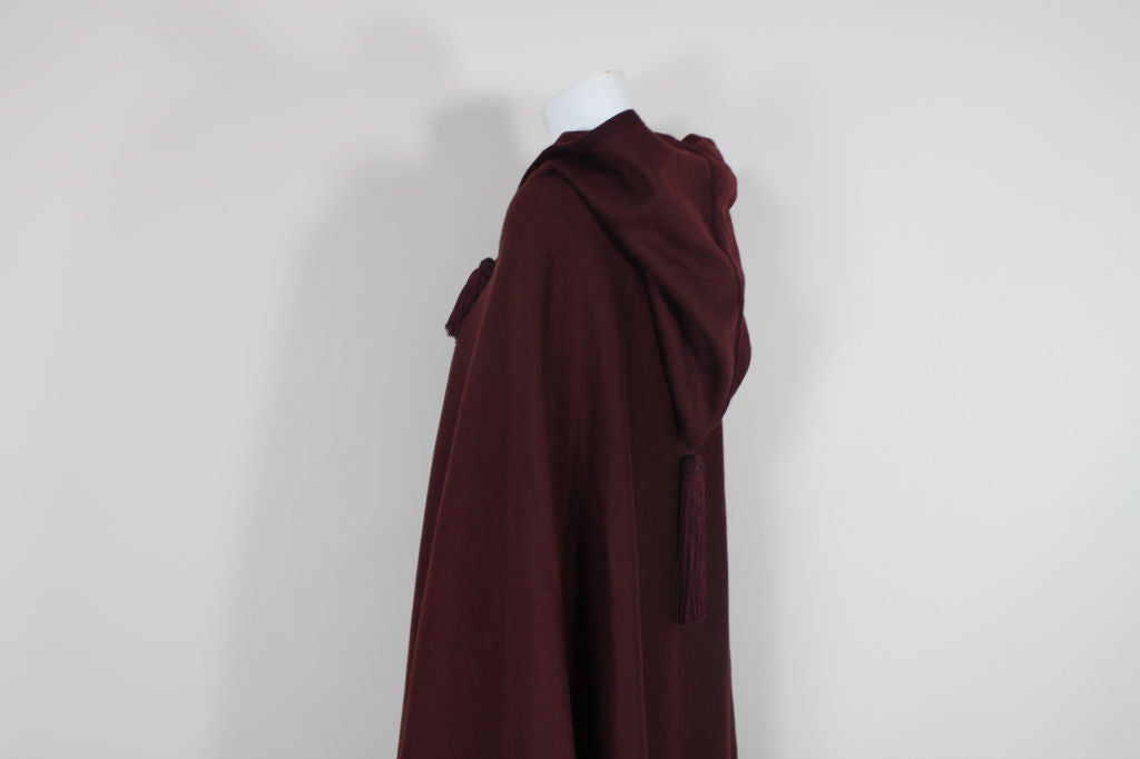 Women's Yves Saint Laurent Burgundy Felted Wool Burnoose