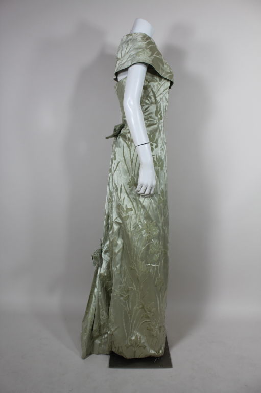 Gray Elizabeth Arden 1950s Shaved Silk Velvet Gown