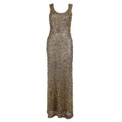 Valentino Beaded Metallic Lace Gown with Jacket