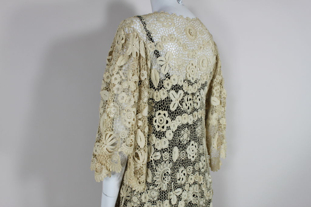 Edwardian Irish Crochet Cotton Lace Jacket For Sale 6