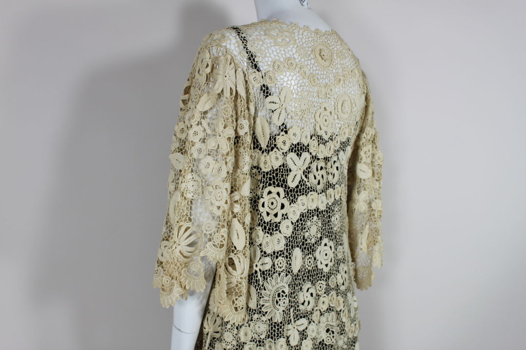 Edwardian Irish Crochet Cotton Lace Jacket For Sale 3