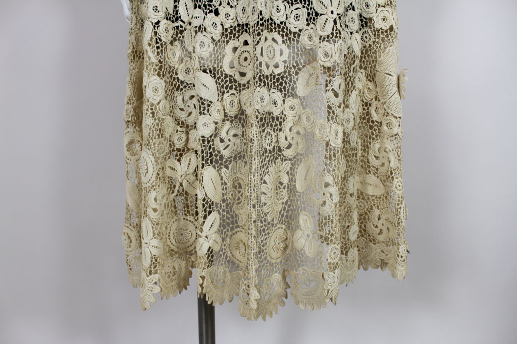 Edwardian Irish Crochet Cotton Lace Jacket For Sale 4