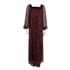 Vintage Givenchy Couture Metallic Lamé Polka Dot Chiffon Gown