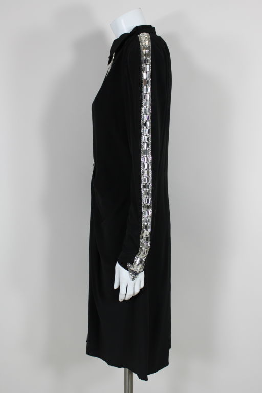 Lagerfeld for Chloe 1980s Silk Crepe & Crystal Party Dress In New Condition For Sale In Los Angeles, CA