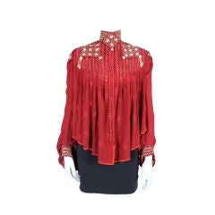 Victorian Embroidered and Crocheted Silk Crepe Blouse