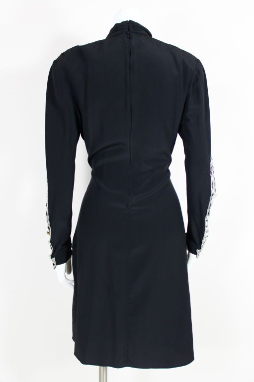 Black Lagerfeld for Chloe 1980s Silk Crepe & Crystal Party Dress For Sale