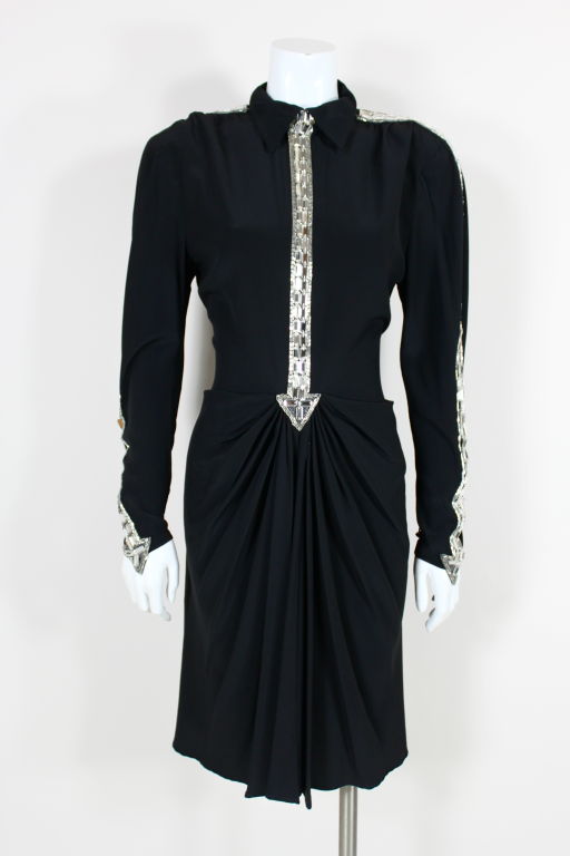 Women's Lagerfeld for Chloe 1980s Silk Crepe & Crystal Party Dress For Sale