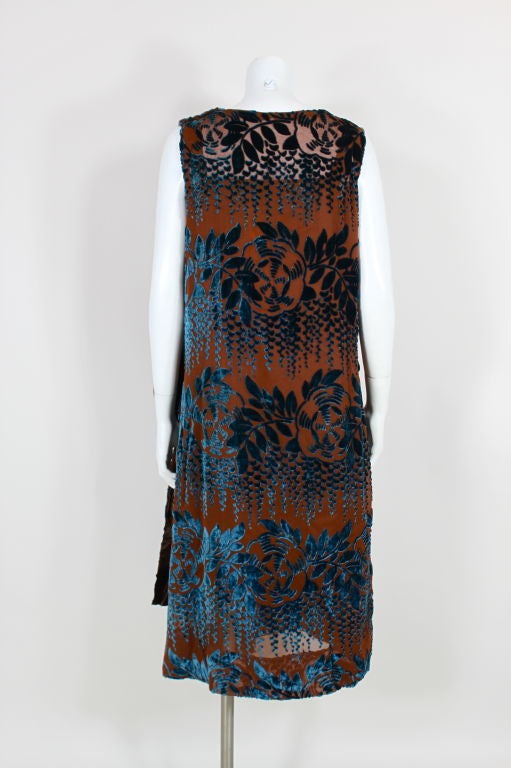 1920’s Brown and Blue Silk Devoré Velvet Evening Dress at 1stDibs
