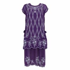 1920’s Beaded Purple Cotton Dress with Tunic
