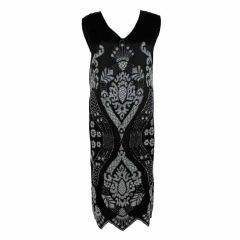 1920’s Beaded Deco Floral Satin FlapperDress