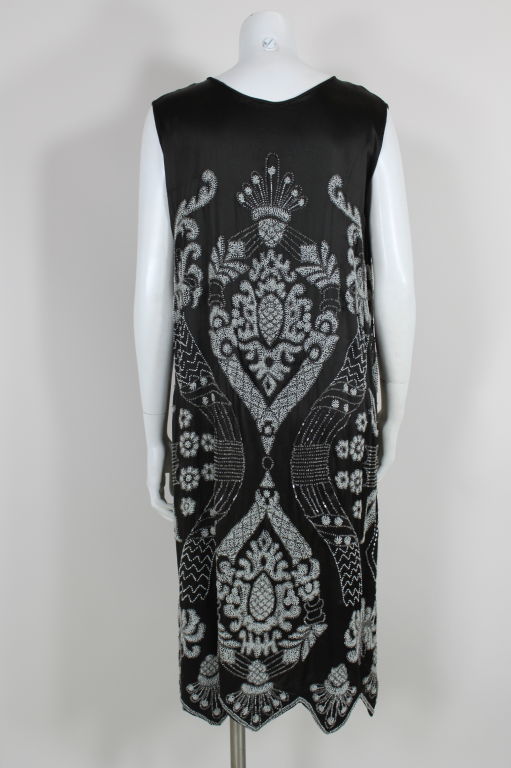 1920’s Beaded Deco Floral Satin FlapperDress 2