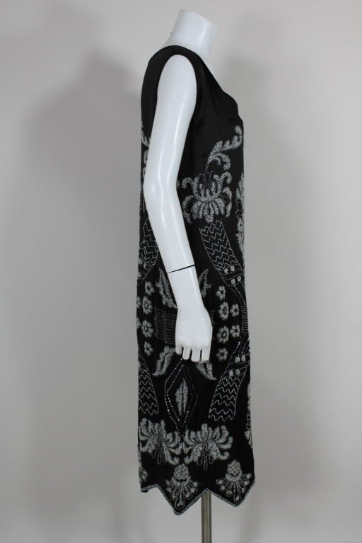 1920’s Beaded Deco Floral Satin FlapperDress 3