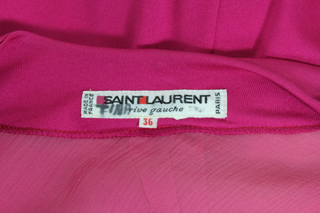 YSL Fuschia Jersey Cocktail Dress with Coral Medallion 7