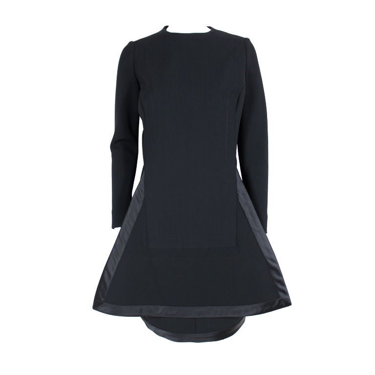 Pierre Cardin 1960s Space Age Black Wool Dress