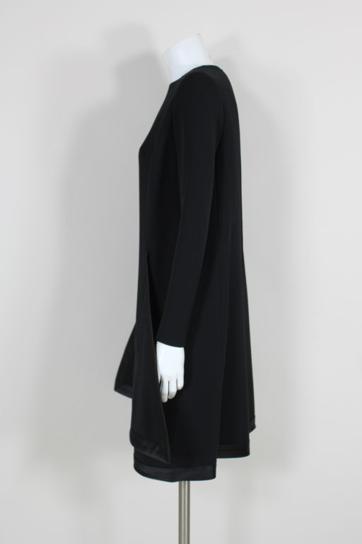 Women's Pierre Cardin 1960s Space Age Black Wool Dress
