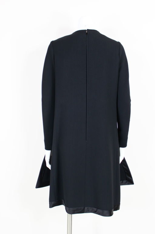 Pierre Cardin 1960s Space Age Black Wool Dress 1