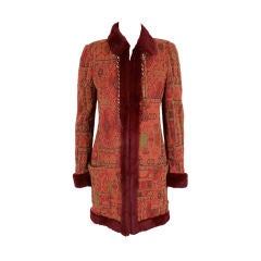 Retro Ungaro Fur Lined Tapestry Coat