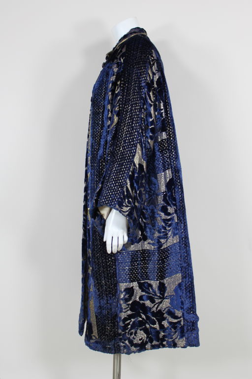 Women's 1920's Devoré Silk Velvet & Gold Lamé Floral Opera Coat