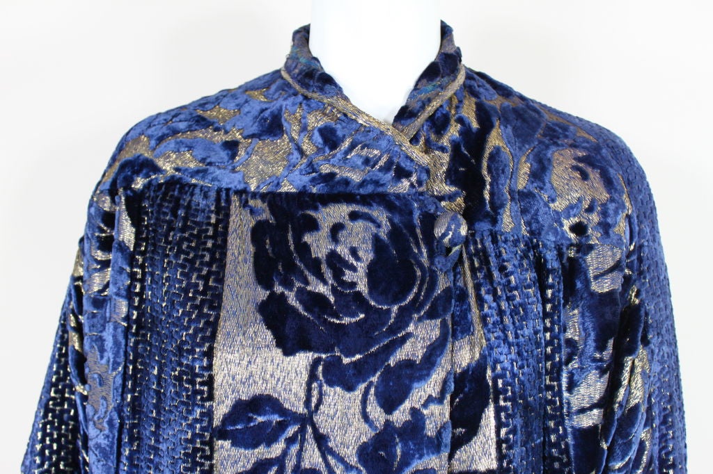 1920's Devoré Silk Velvet & Gold Lamé Floral Opera Coat 4