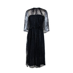 Bosand Black Chantilly Lace Tiered Cocktail Dress