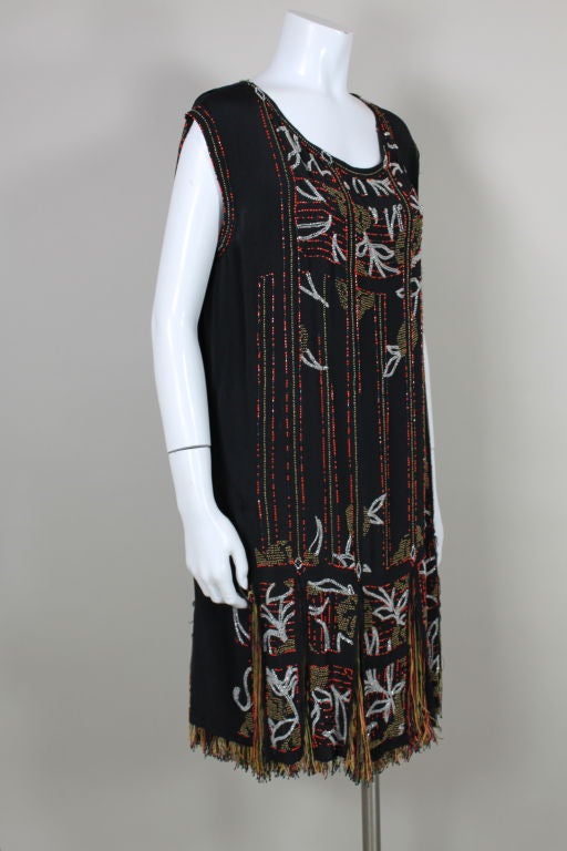 1920s Art Deco Beaded Party Dress with Silk Velvet Jacket In Excellent Condition For Sale In Los Angeles, CA