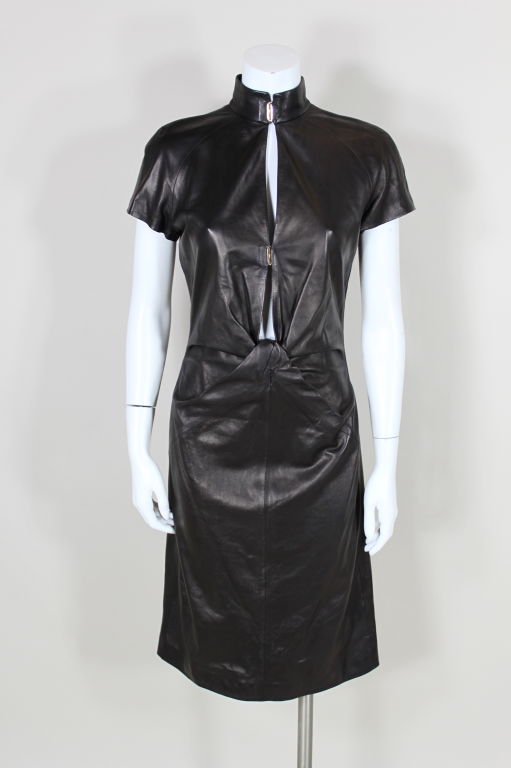 ysl leather dress