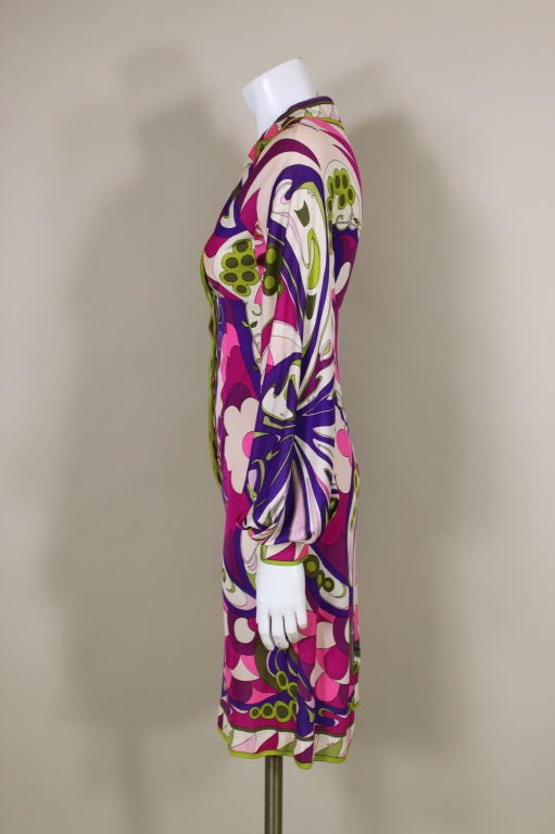 Pucci 1960s Psychedelic Floral Silk Dress In Excellent Condition For Sale In Los Angeles, CA
