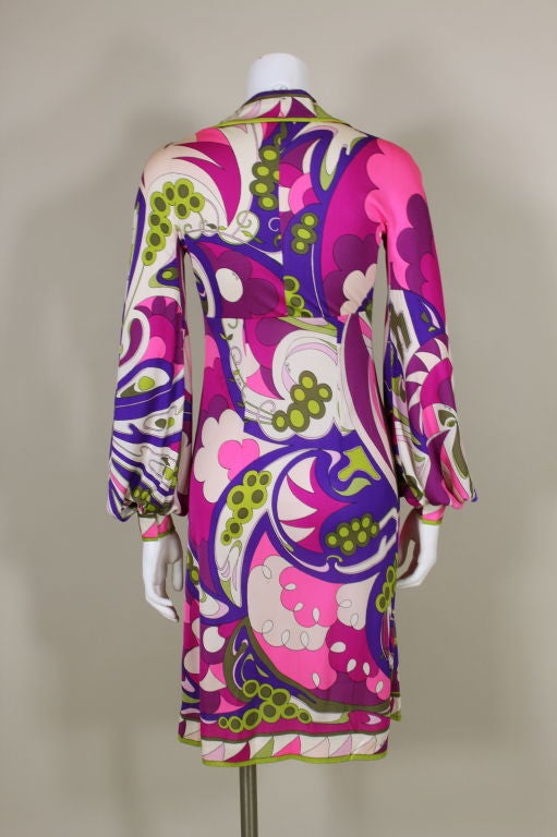Pucci 1960s Psychedelic Floral Silk Dress For Sale 1