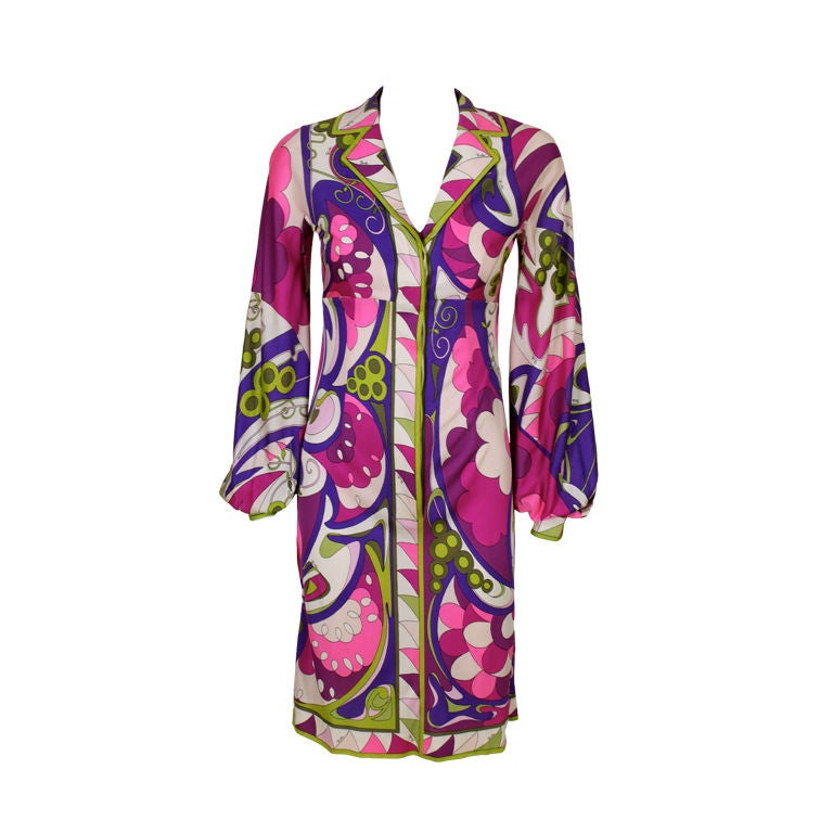Pucci 1960s Psychedelic Floral Silk Dress For Sale