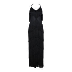1930
s Tiered Fringe Crepe Gown