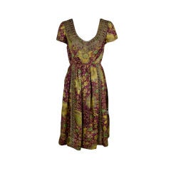 Trigere Floral Silk Party Dress