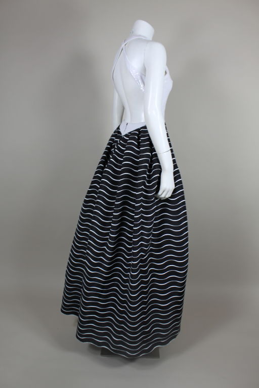 Geoffrey Beene Black and White Sequined Ballgown 1