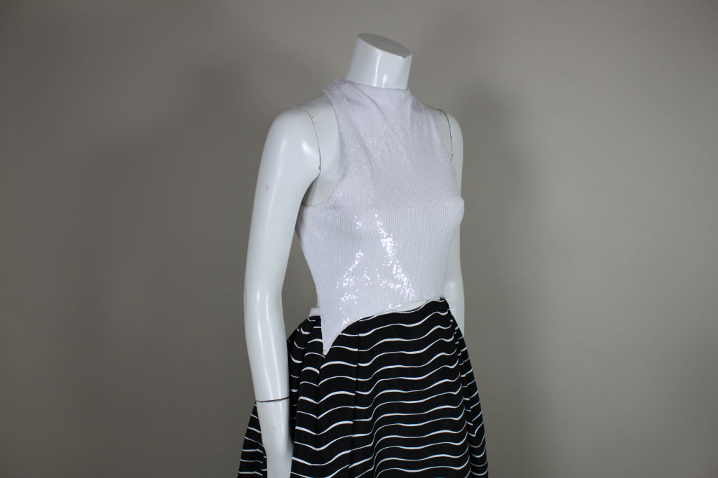 Geoffrey Beene Black and White Sequined Ballgown 3