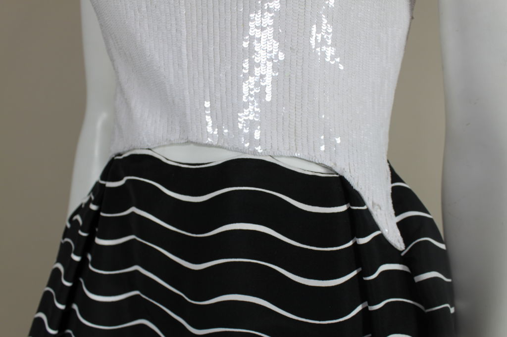 Geoffrey Beene Black and White Sequined Ballgown 4