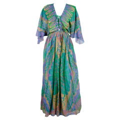 Vintage Zandra Rhodes Silk Screened Gown