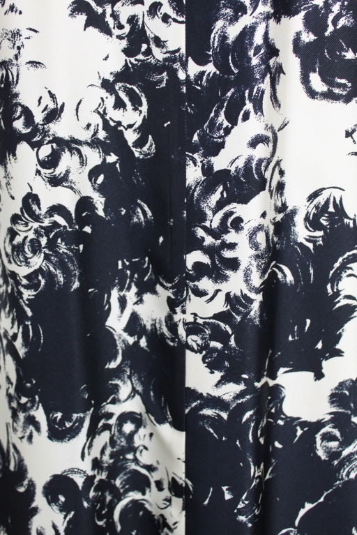 1960s Printed Sophie of Saks Silk Gown with Feather Wrap 5