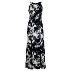 Retro 1960s Printed Sophie of Saks Silk Gown with Feather Wrap