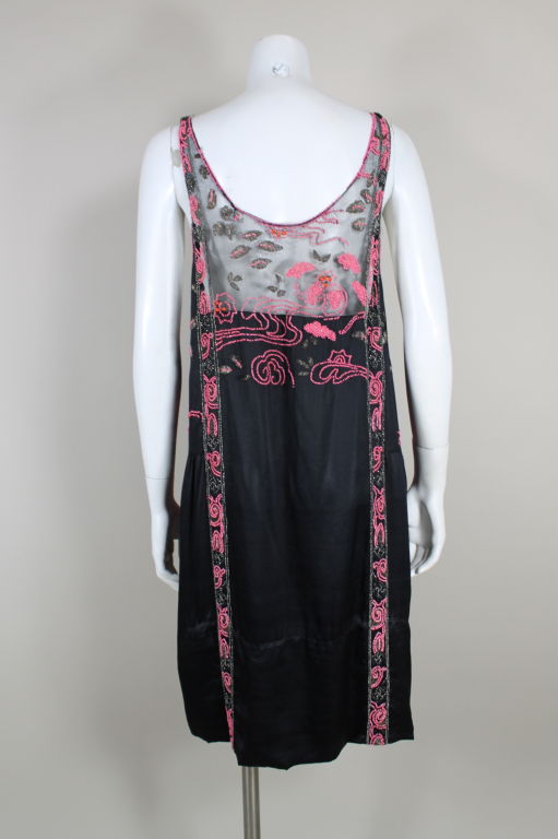 1920's Hot Pink Orient Inspired Beaded Party Dress For Sale at 1stDibs