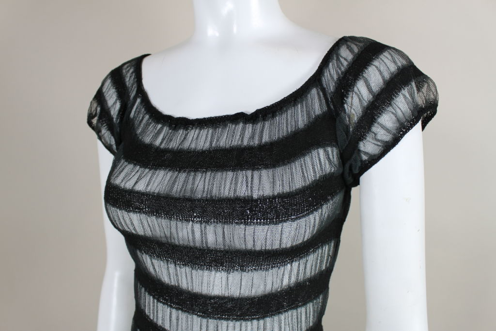 1930's Henry a la Pensée Tulle & Knit Dress 3