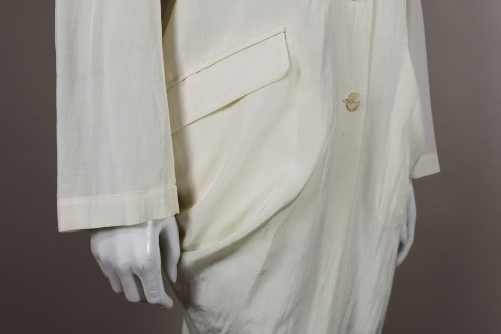 Issey Miyake Architectural Ivory Wool Jacket For Sale 2
