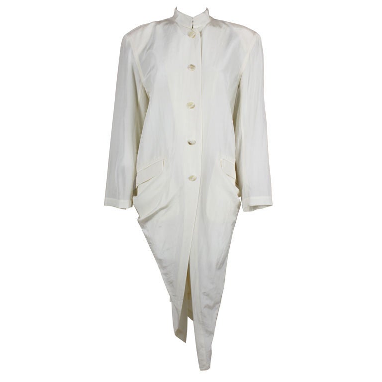 Issey Miyake Architectural Ivory Wool Jacket For Sale