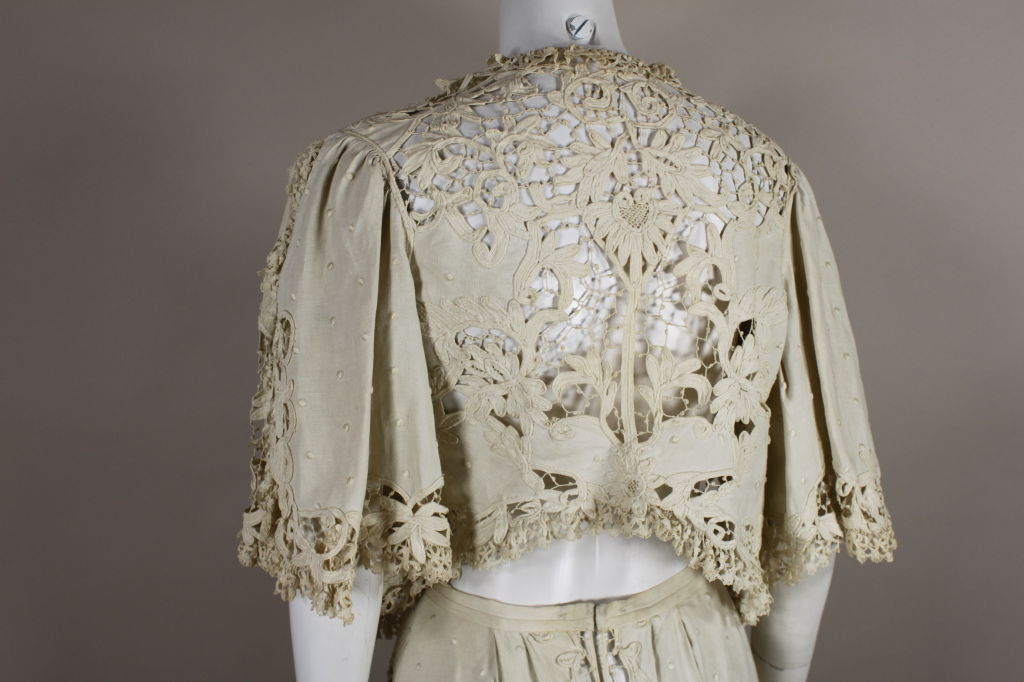 Edwardian Cotton Battenburg Lace & Linen Walking Suit For Sale 3