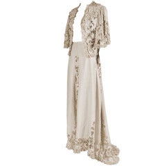 Edwardian Cotton Battenburg Lace & Linen Walking Suit