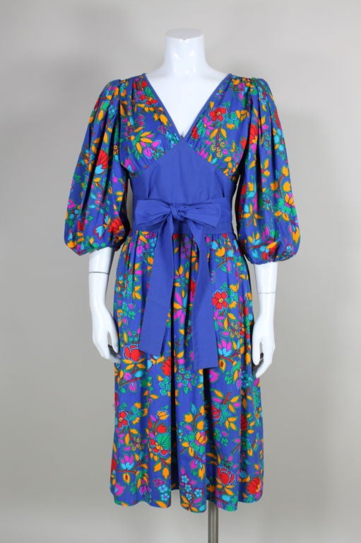 Women's YSL Yves Saint Laurent Floral Print Cotton Dress